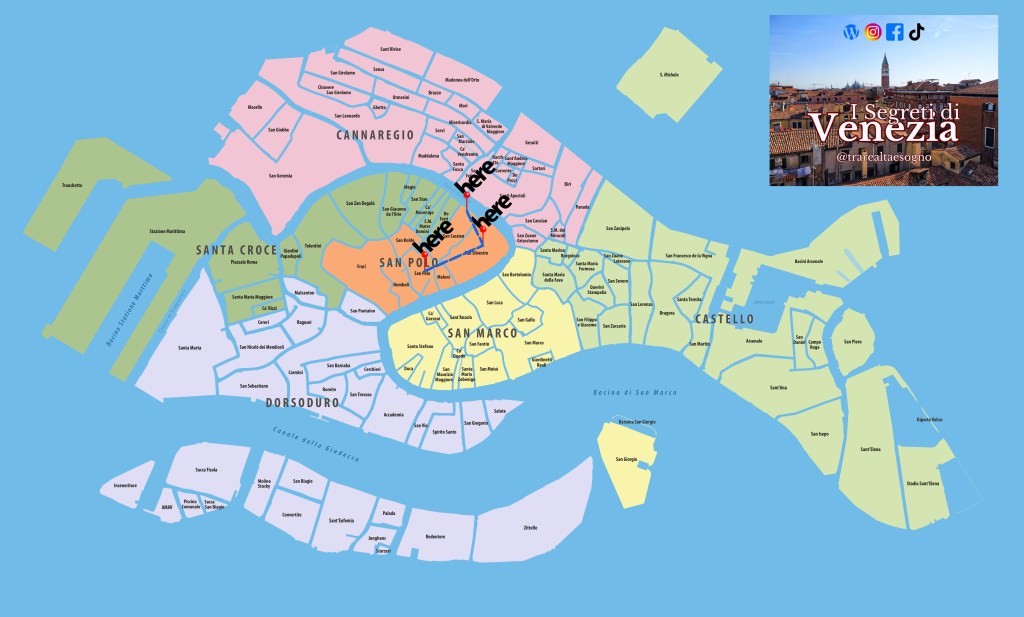 La mappa del mini itinerario tra La Pescheria Storica, la Porta della Botte e il Pozzo Più Grande della Città