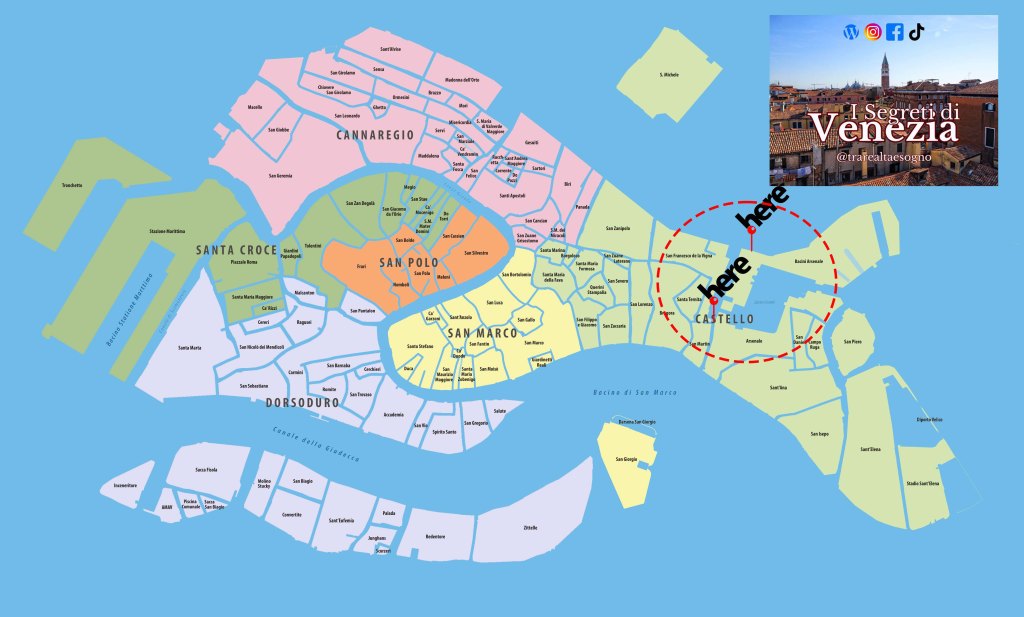 mappa zona arsenale nel sestiere di castello