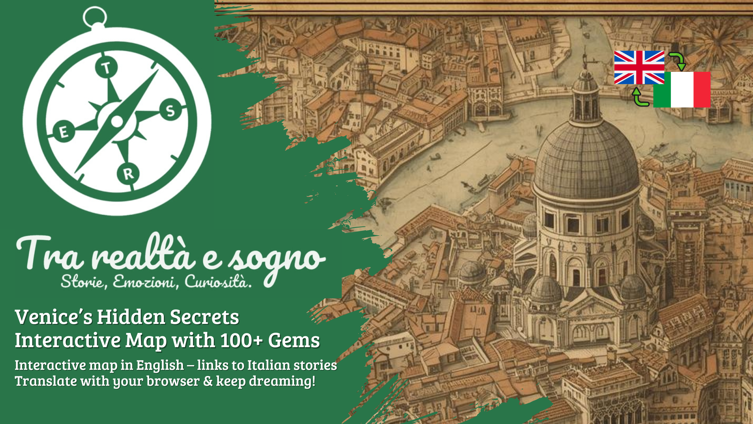 Venice’s Hidden Secrets: Interactive map in English with 100+ hidden gems, linking to Italian stories. Translate with browser & keep dreaming!